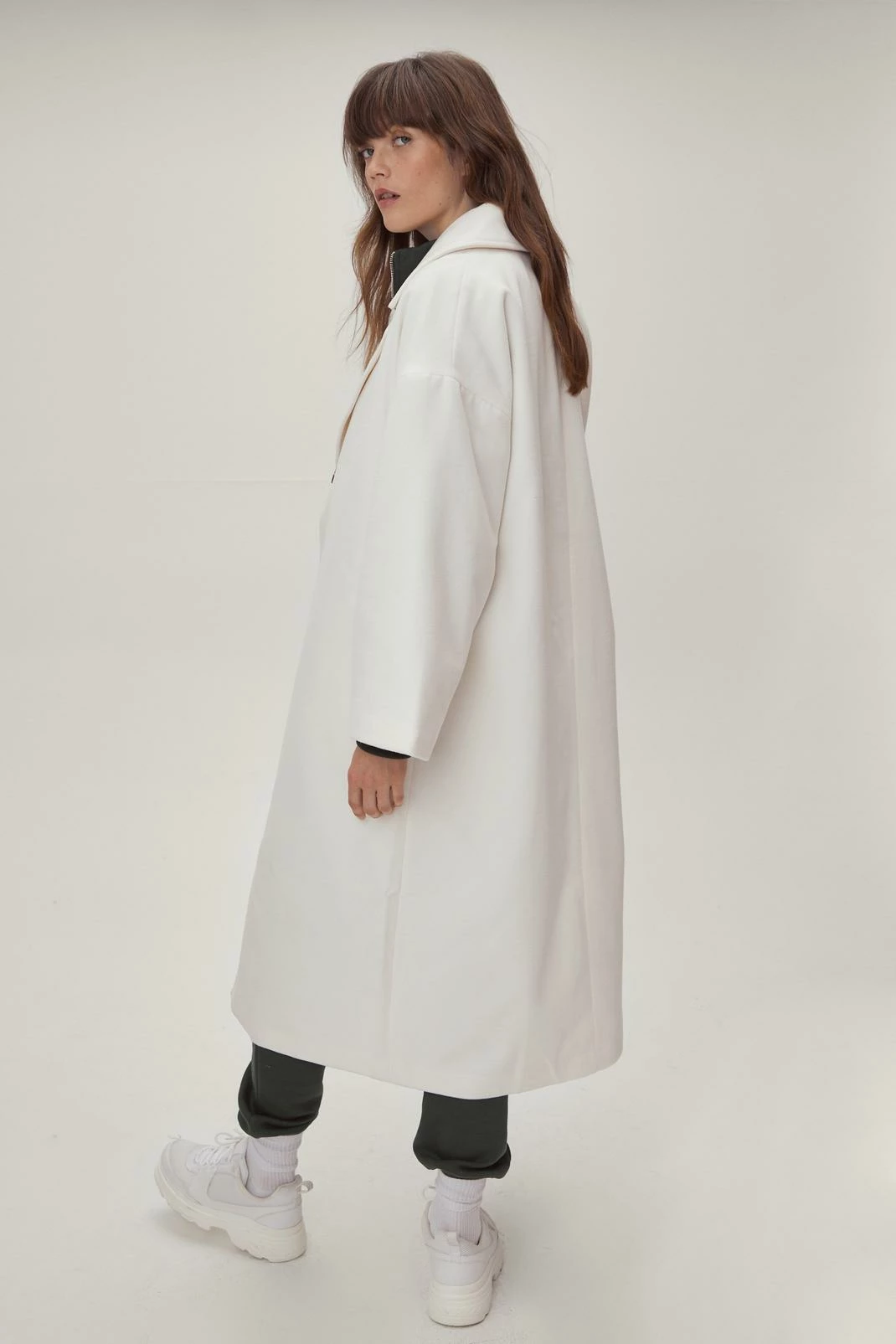 Wool Look Coats Wool Look Oversized Long Sleeve Coat - Image 6