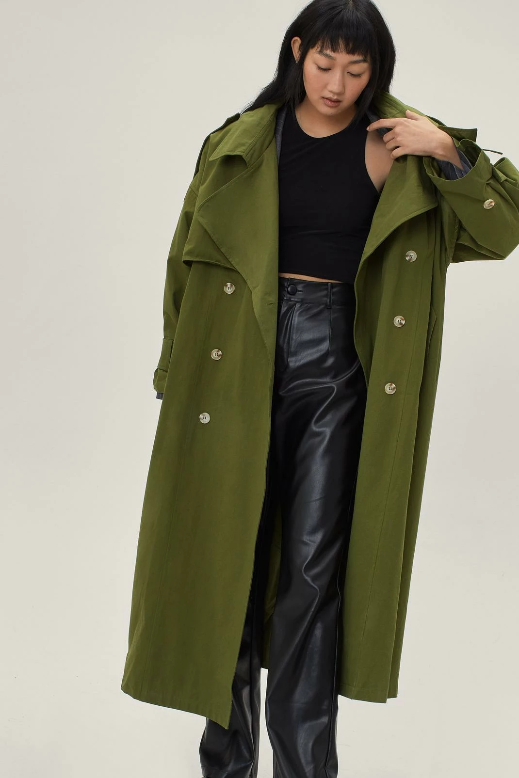 Duster + Trench Coats Hooded Oversized Belted Trench Coat - Image 7