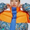 Puffer Jackets Colorblock Tile Print Padded Jacket