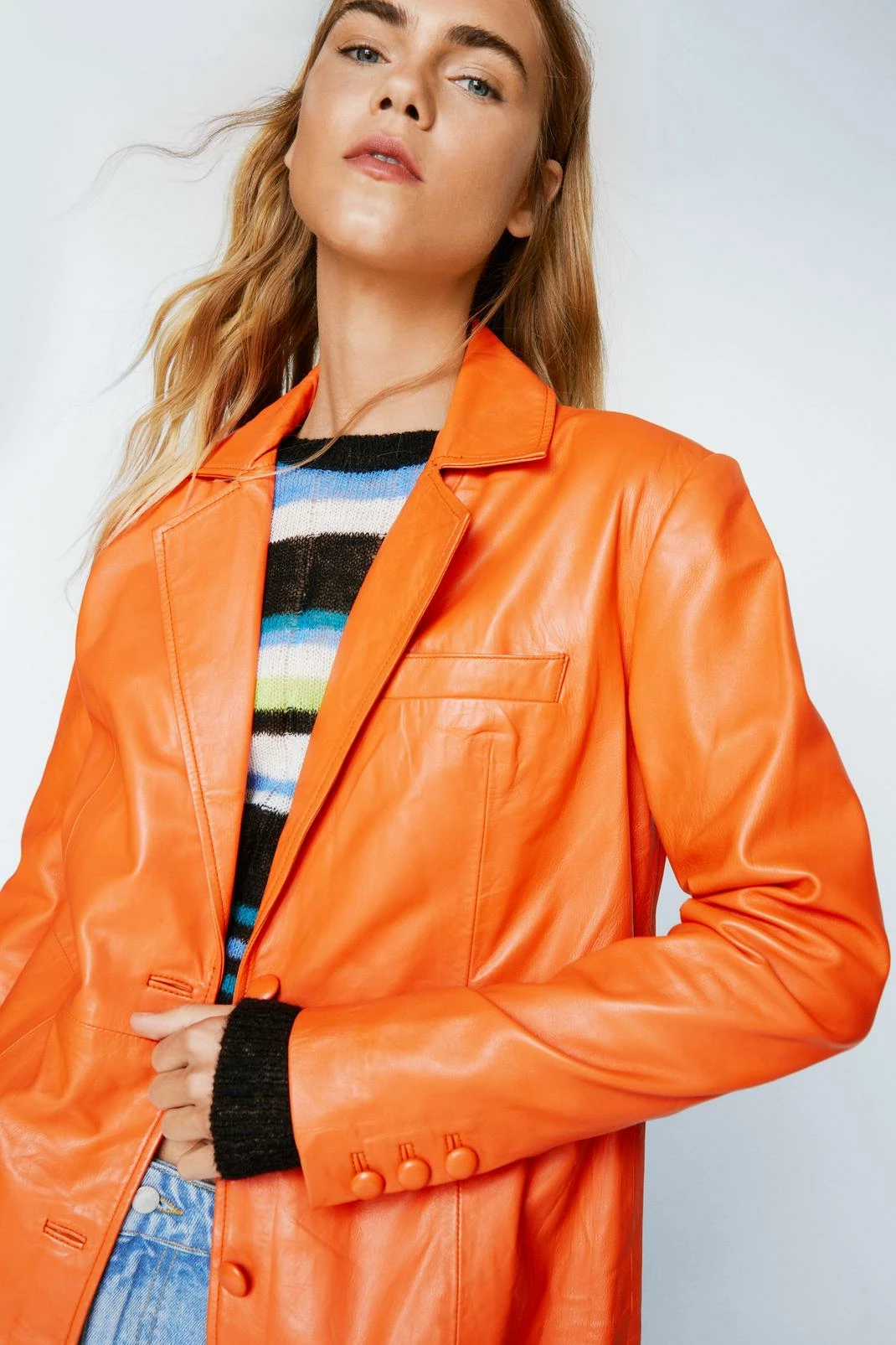 Duster + Trench Coats Real Leather Oversized Duster Coat - Image 8