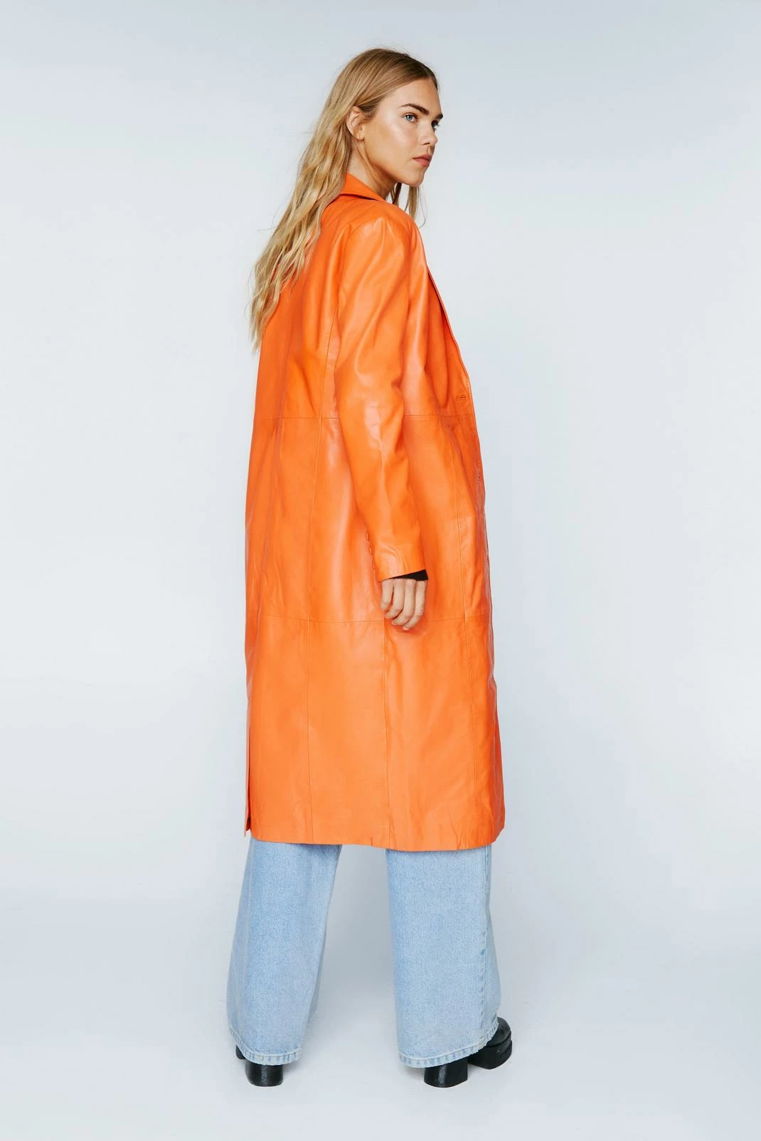 Duster + Trench Coats Real Leather Oversized Duster Coat - Image 9