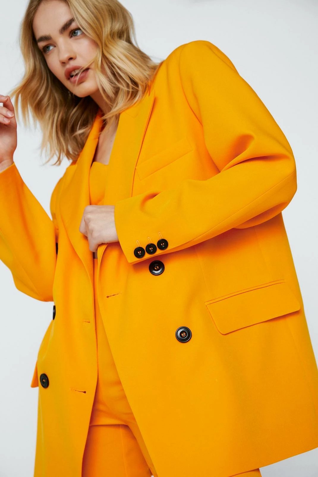 Two Piece Sets Tailored Oversized Double Breasted Blazer - Image 5