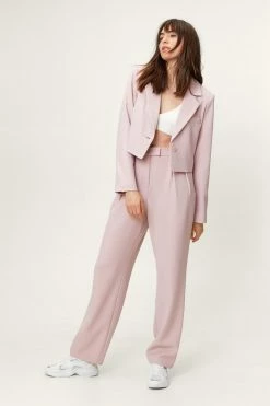 Two Piece Sets Cropped Boxy Blazer