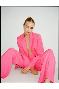 Two Piece Sets Oversized Twill Single Breasted Blazer