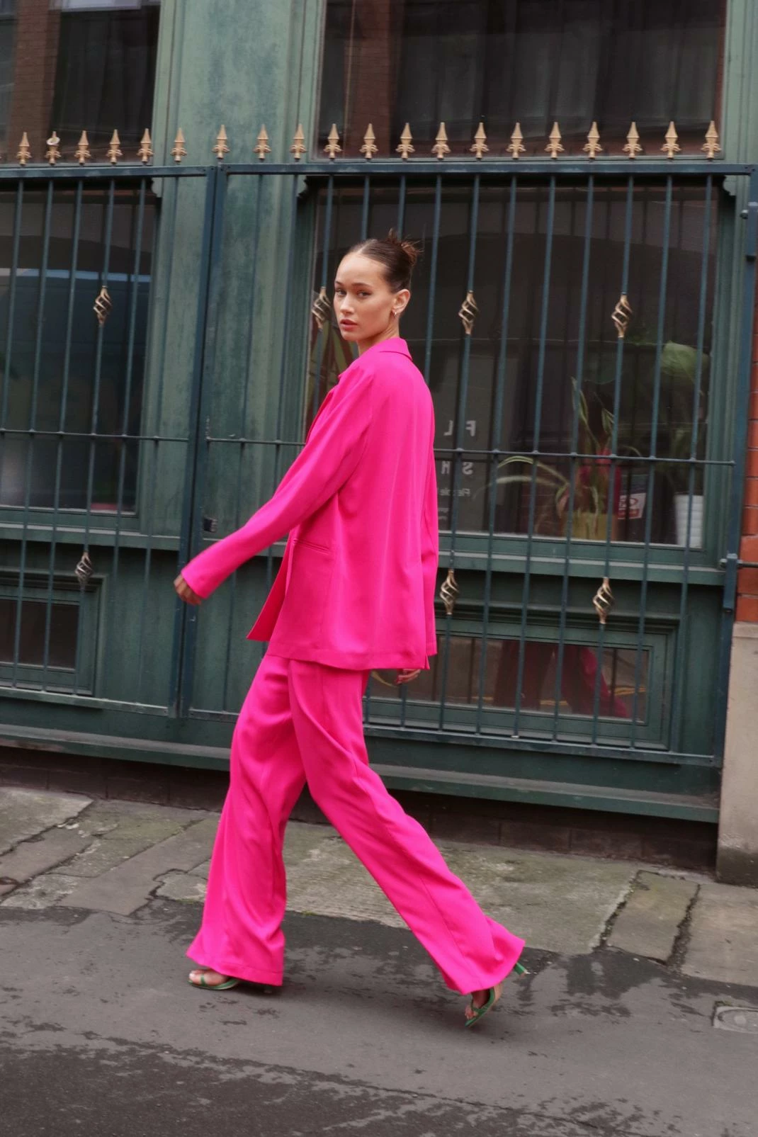 Two Piece Sets Satin Tailored Single Breasted Blazer - Image 3