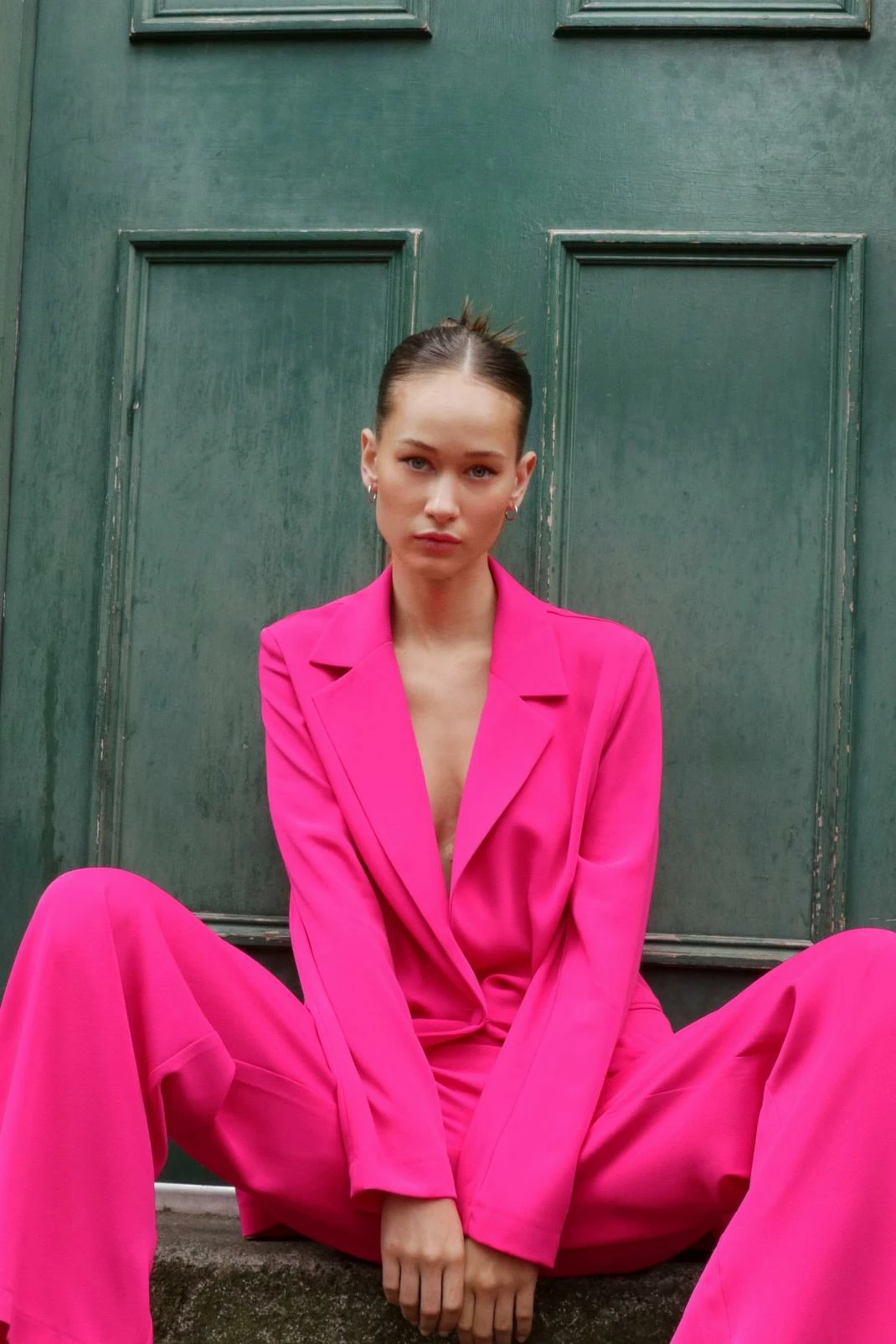 Two Piece Sets Satin Tailored Single Breasted Blazer - Image 10