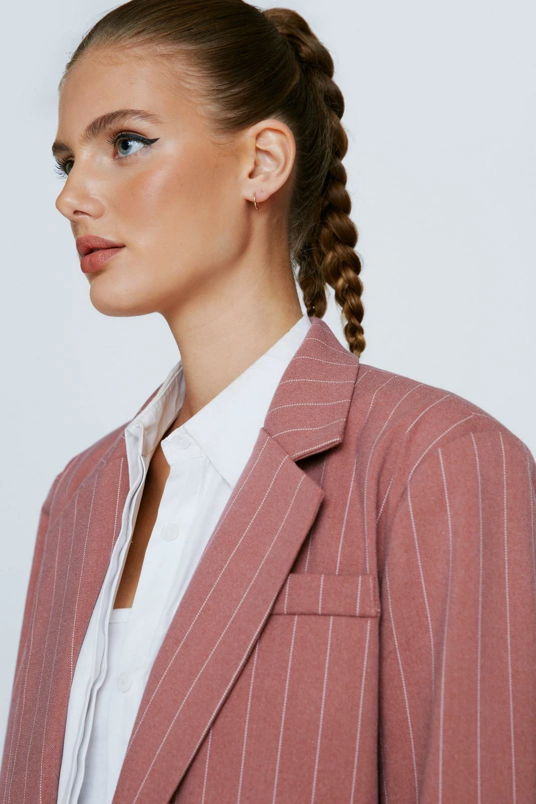 Blazers Striped Wool Look Oversized Blazer - Image 2