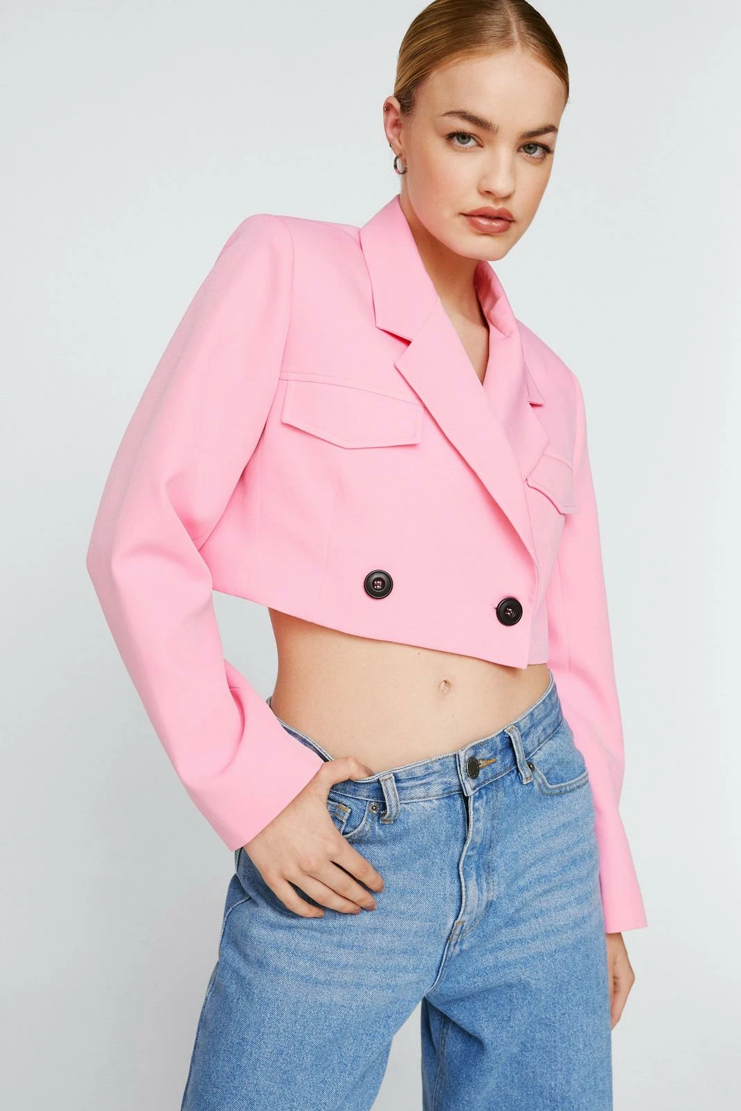 Two Piece Sets Tailored Two Piece Set Cropped Blazer - Image 2