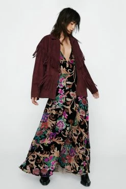 Winter Outfits Real Suede Fringed Jacket