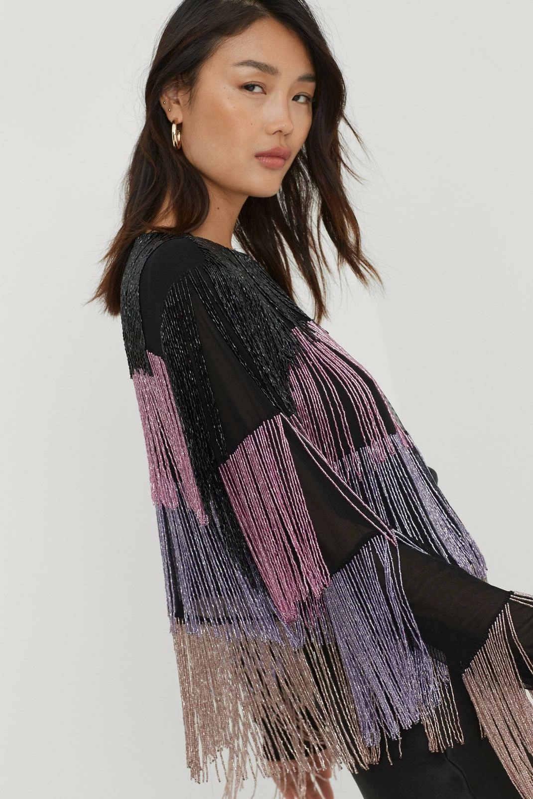 Going Out Jackets Fluorescent Tiered Fringed Jacket - Image 3