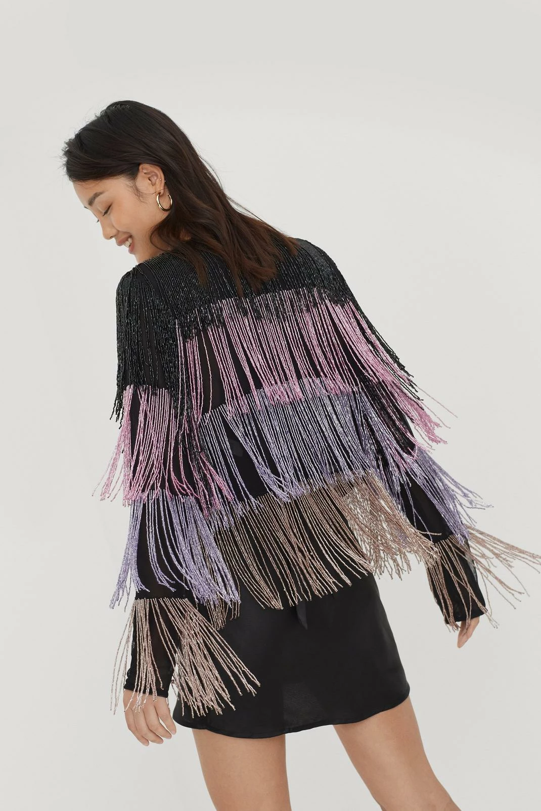 Going Out Jackets Fluorescent Tiered Fringed Jacket