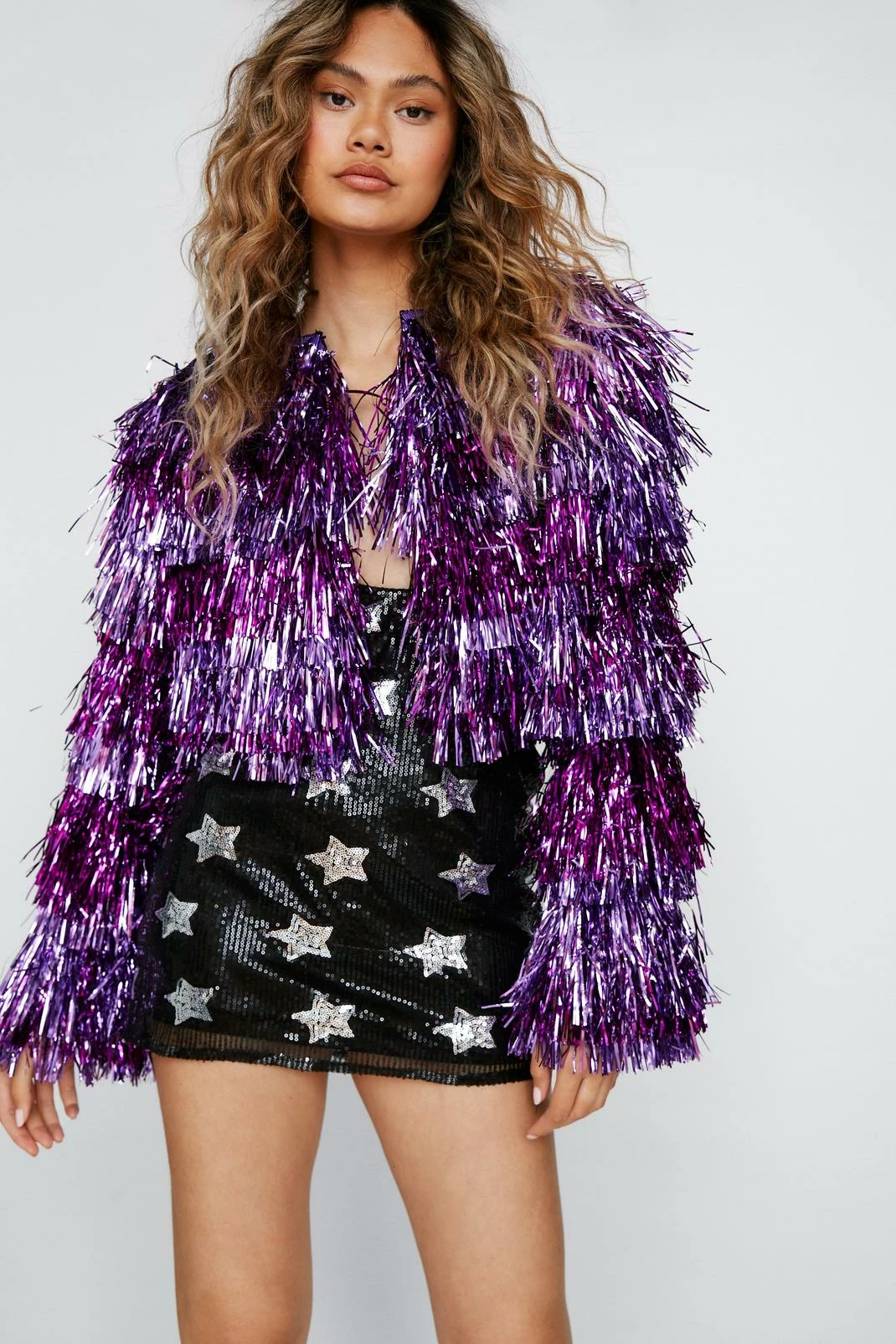 Going Out Jackets Multi Tinsel Cropped Jacket - Image 4