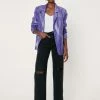 Clothes Snake Print Faux Leather Oversized Blazer