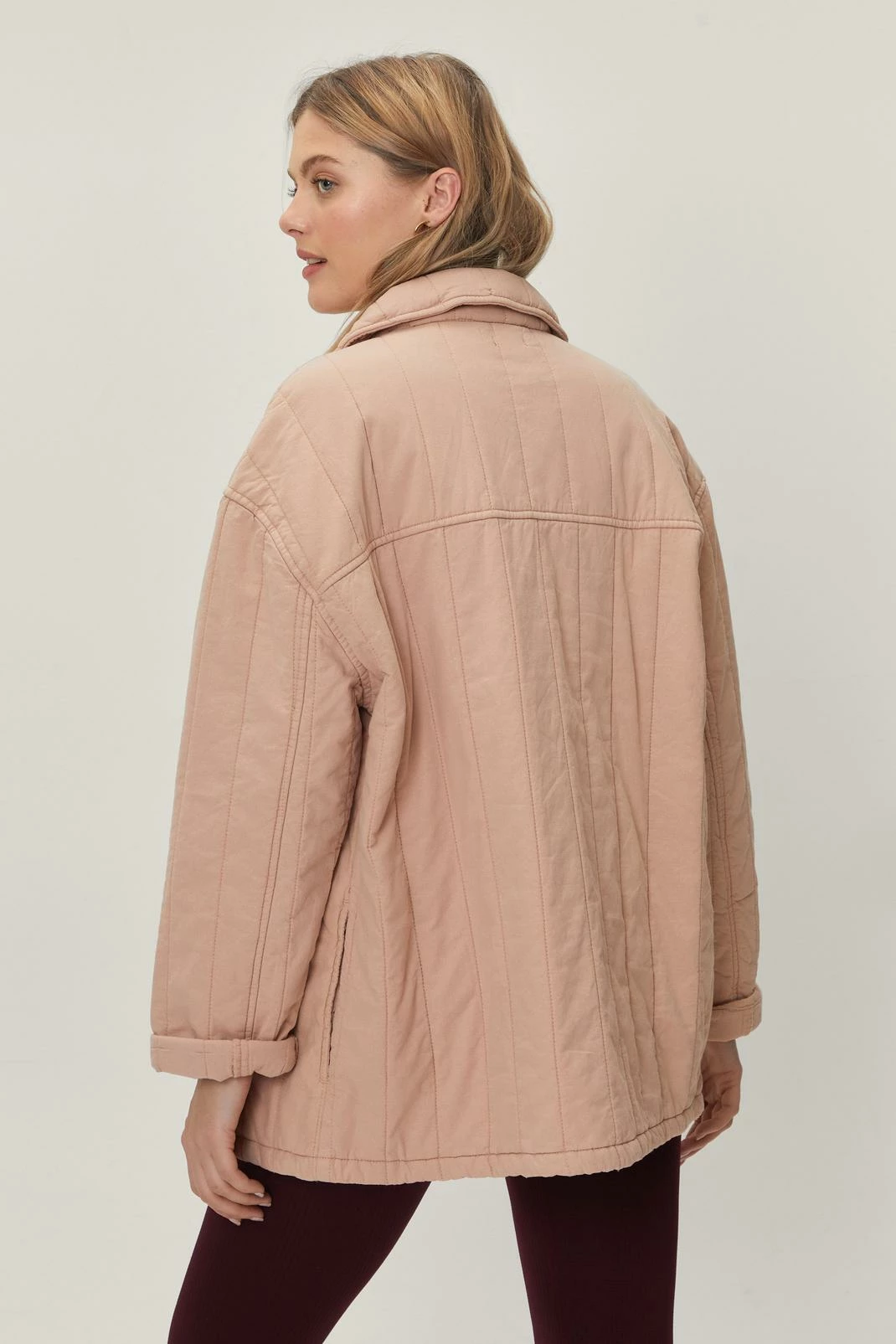 Puffer Jackets Quilted Pocket Detail Longline Jacket - Image 3