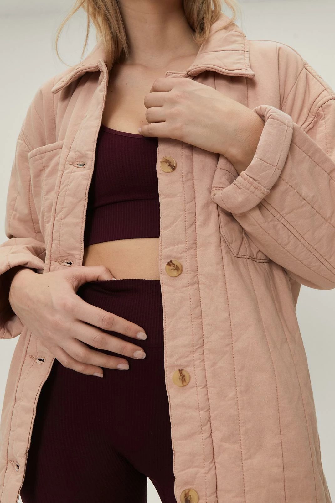 Puffer Jackets Quilted Pocket Detail Longline Jacket