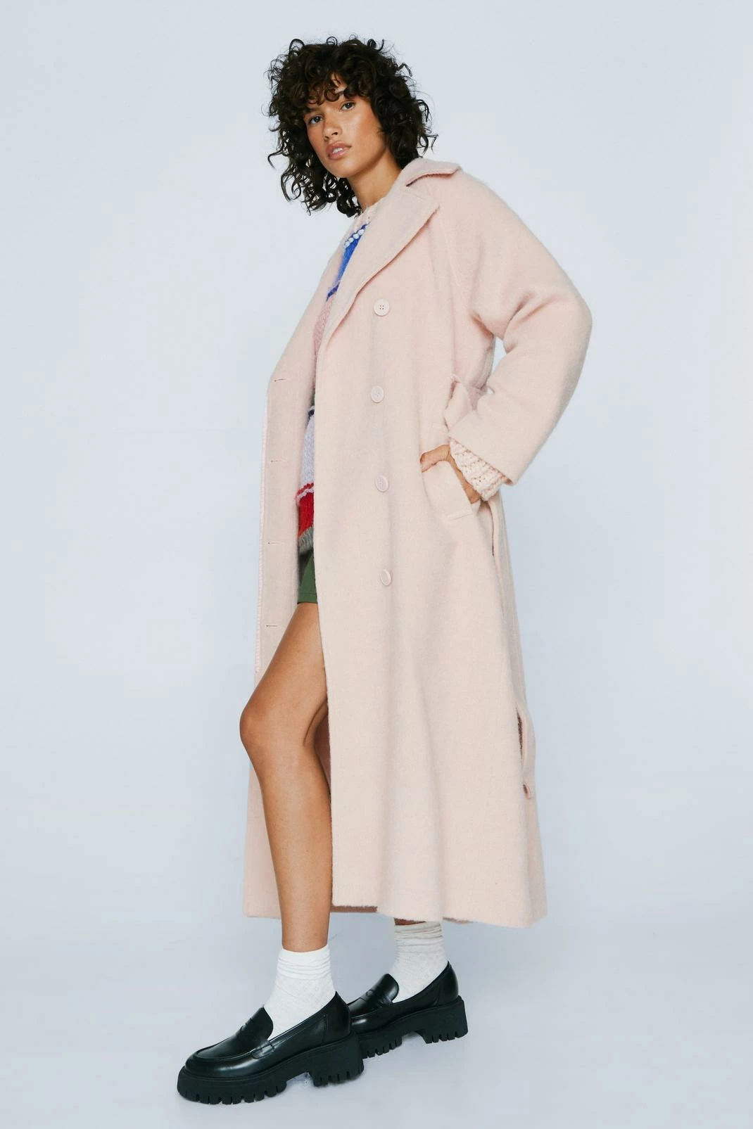 Wool Look Coats Petite Fuzzy Wool Blend Robe Coat - Image 2
