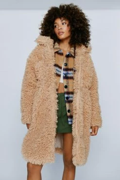 Teddy Coats Oversized Teddy Longline Shacket