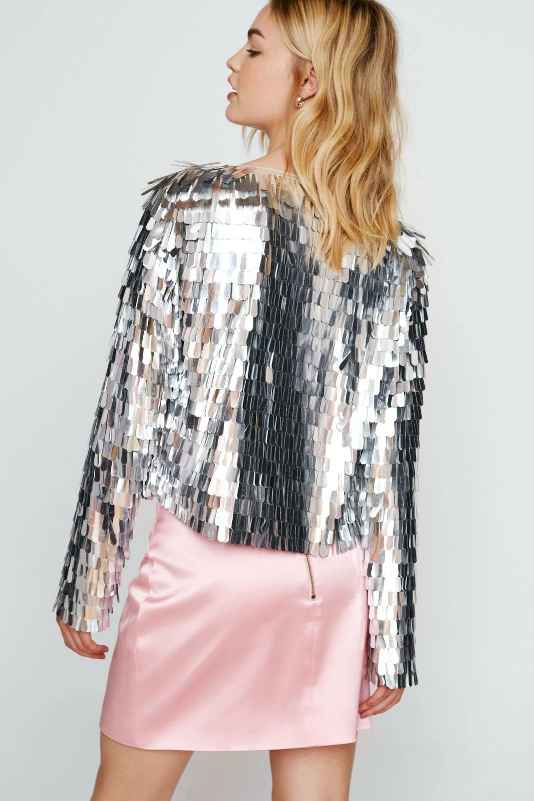 Going Out Jackets Embellished Sequin Collarless Jacket - Image 3