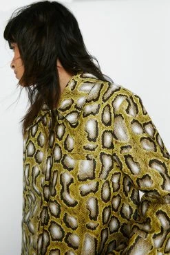 Duster + Trench Coats Snake Print Longline Vinyl Coat