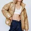 Puffer Jackets Padded High Shine Hooded Jacket