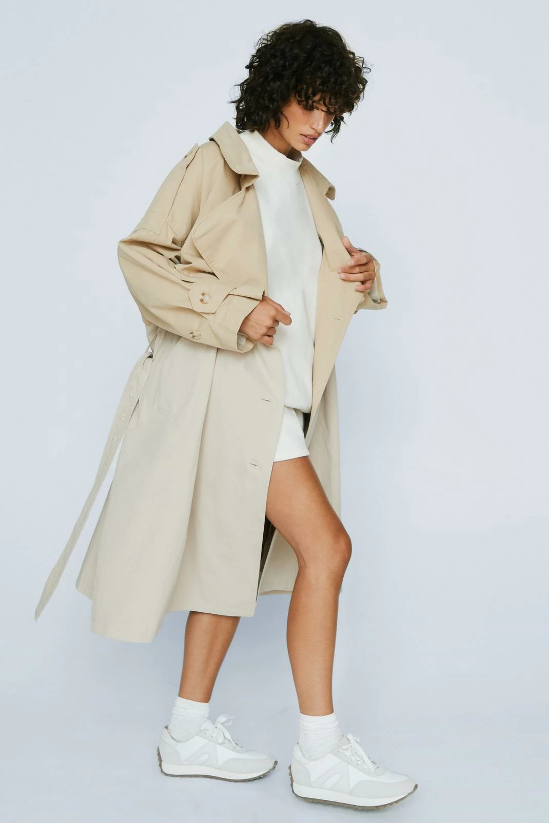 Duster + Trench Coats Petite Two Tone Oversized Trench Coat - Image 2