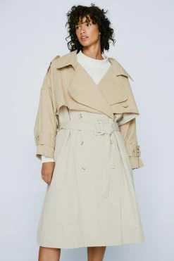 Duster + Trench Coats Petite Two Tone Oversized Trench Coat