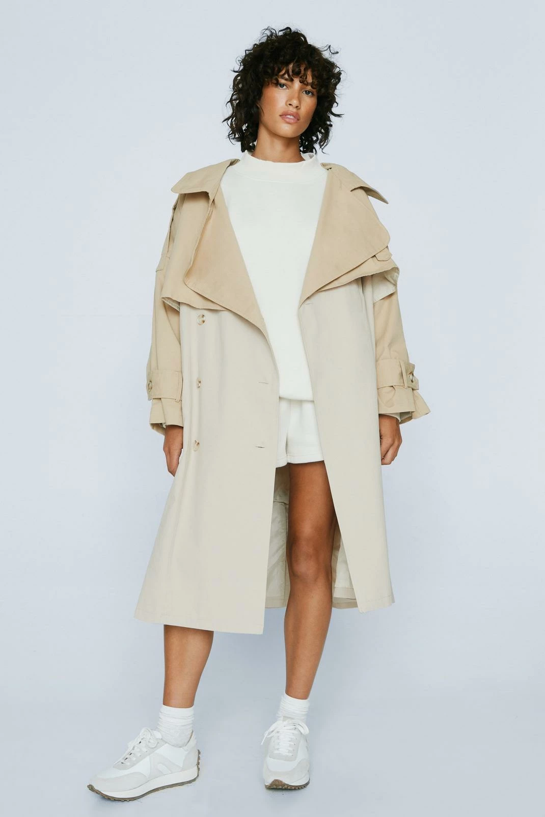 Duster + Trench Coats Petite Two Tone Oversized Trench Coat - Image 4