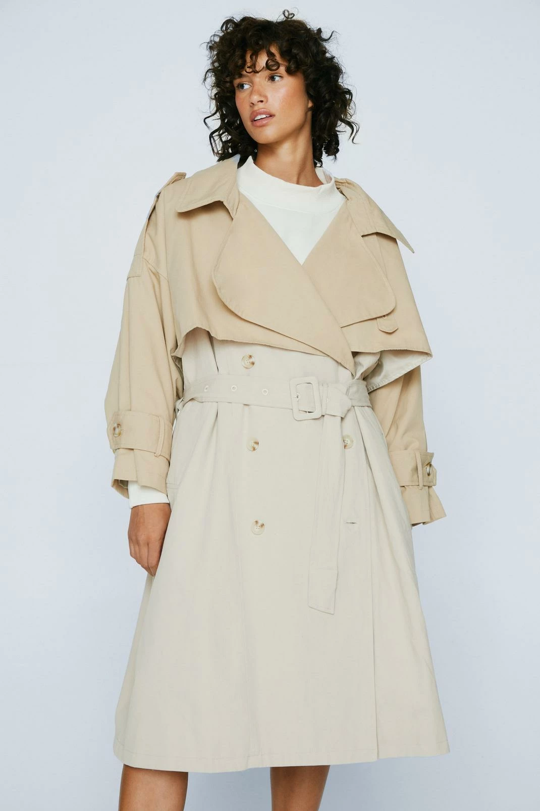 Duster + Trench Coats Petite Two Tone Oversized Trench Coat