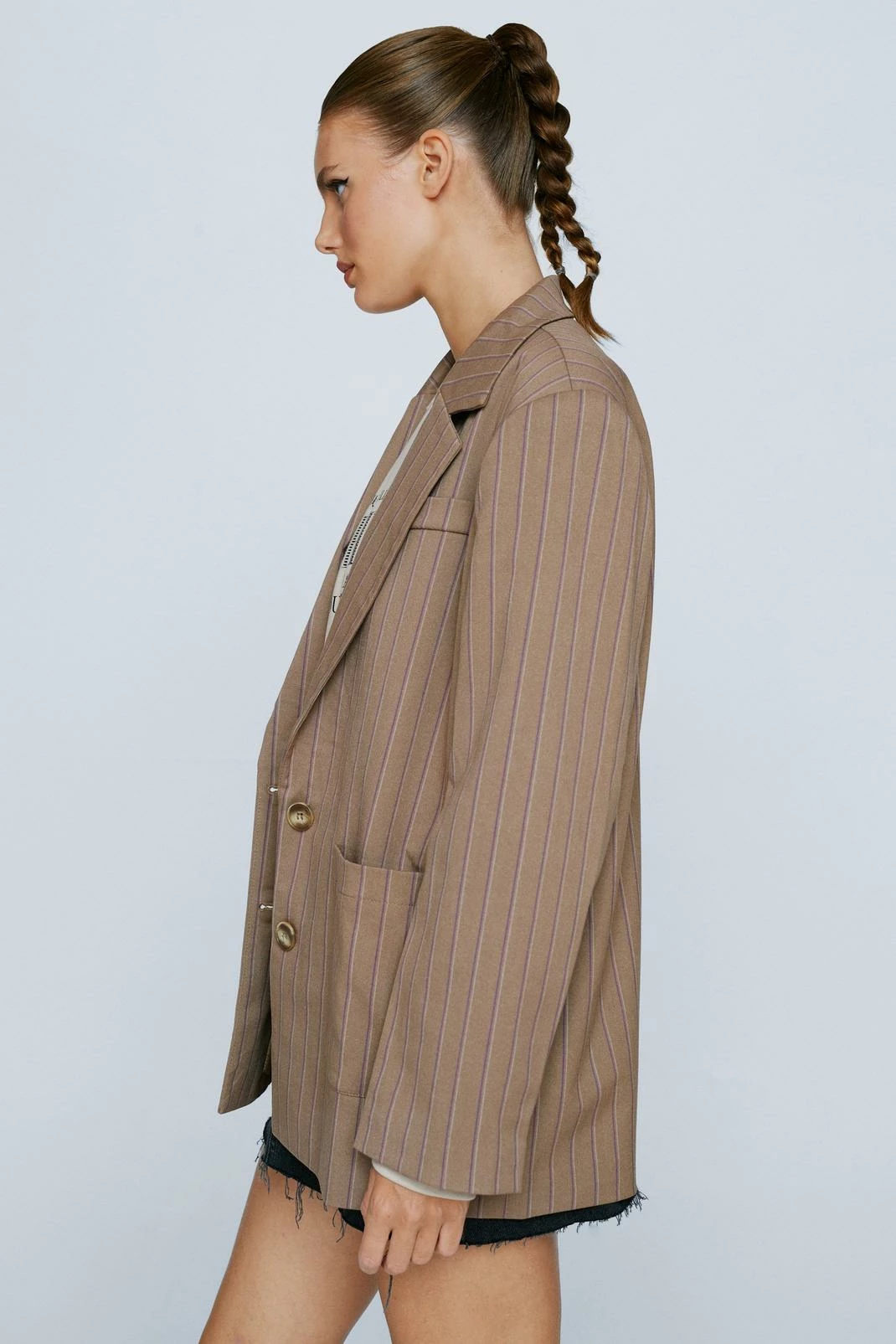 Blazers Striped Wool Look Oversized Blazer - Image 2