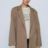 Blazers Striped Wool Look Oversized Blazer