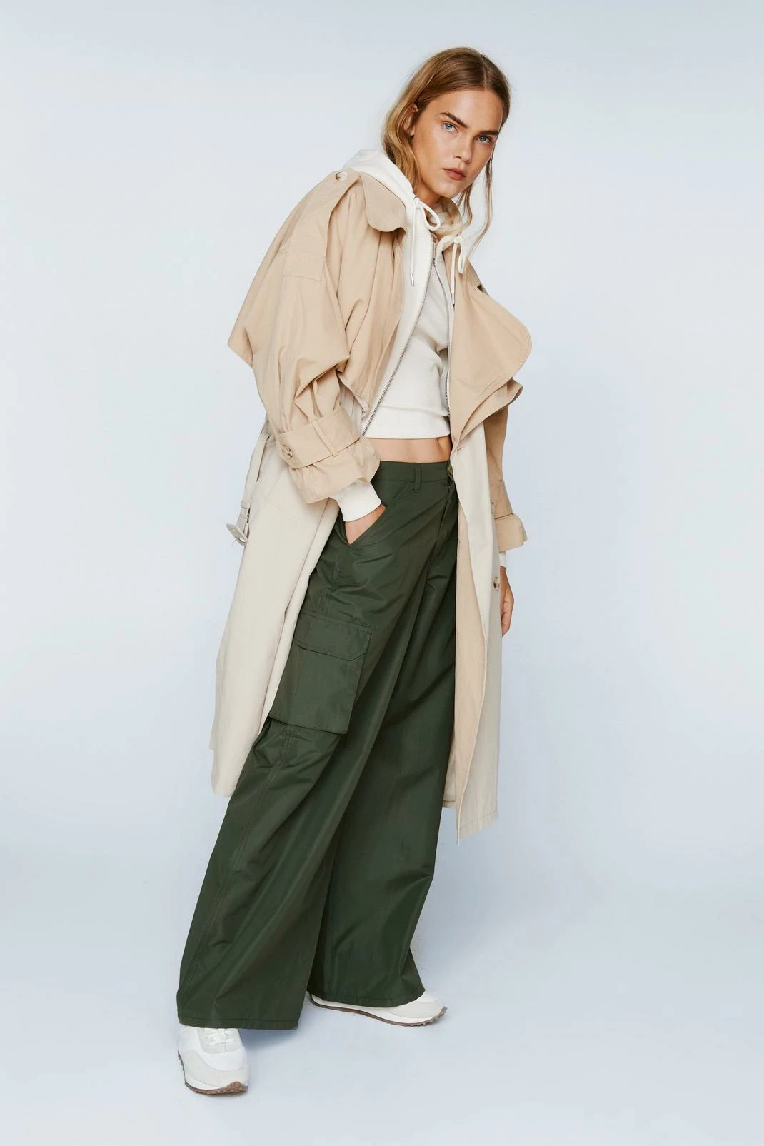 Duster + Trench Coats Two Tone Oversized Belted Trench Coat
