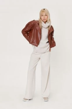 Clothes Crop Faux Leather Jacket