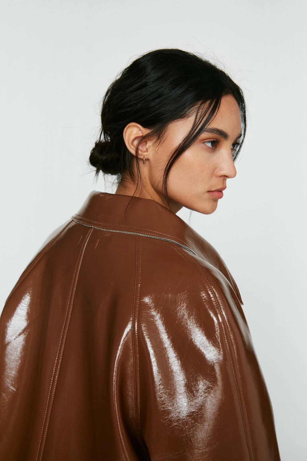 Duster + Trench Coats Petite Faux Leather Vinyl Mac Coat - Image 3