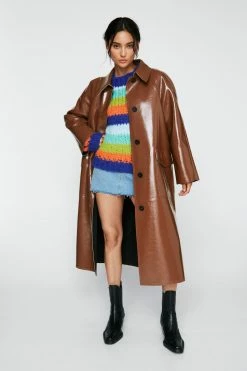 Duster + Trench Coats Petite Faux Leather Vinyl Mac Coat