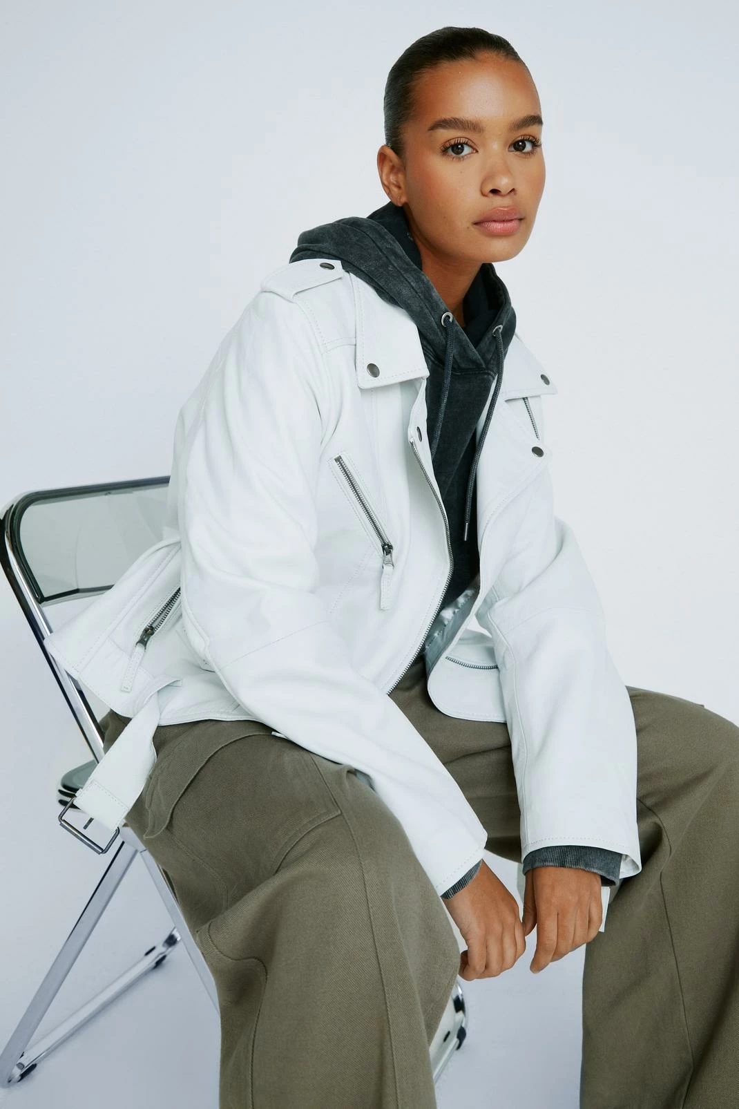 Real Leather Jackets Plus Size Real Leather Oversized Biker Jacket - Image 5