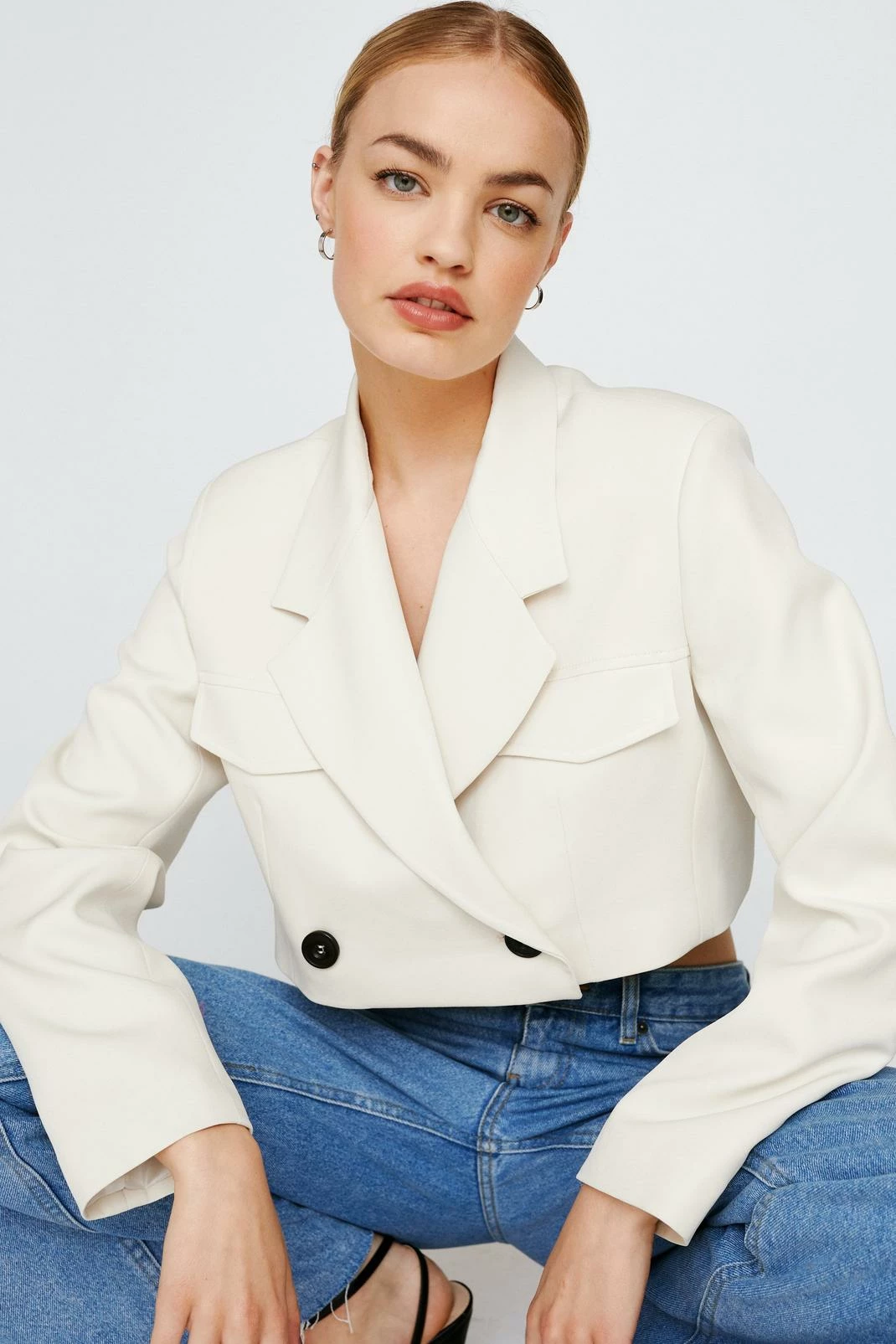 Coats Tailored Cropped Double Breasted Blazer - Image 5