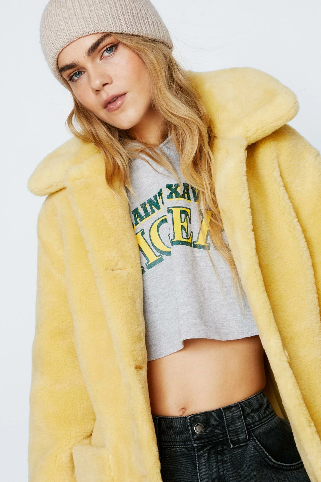 Duster + Trench Coats Premium Faux Fur Belted Longline Coat - Image 5