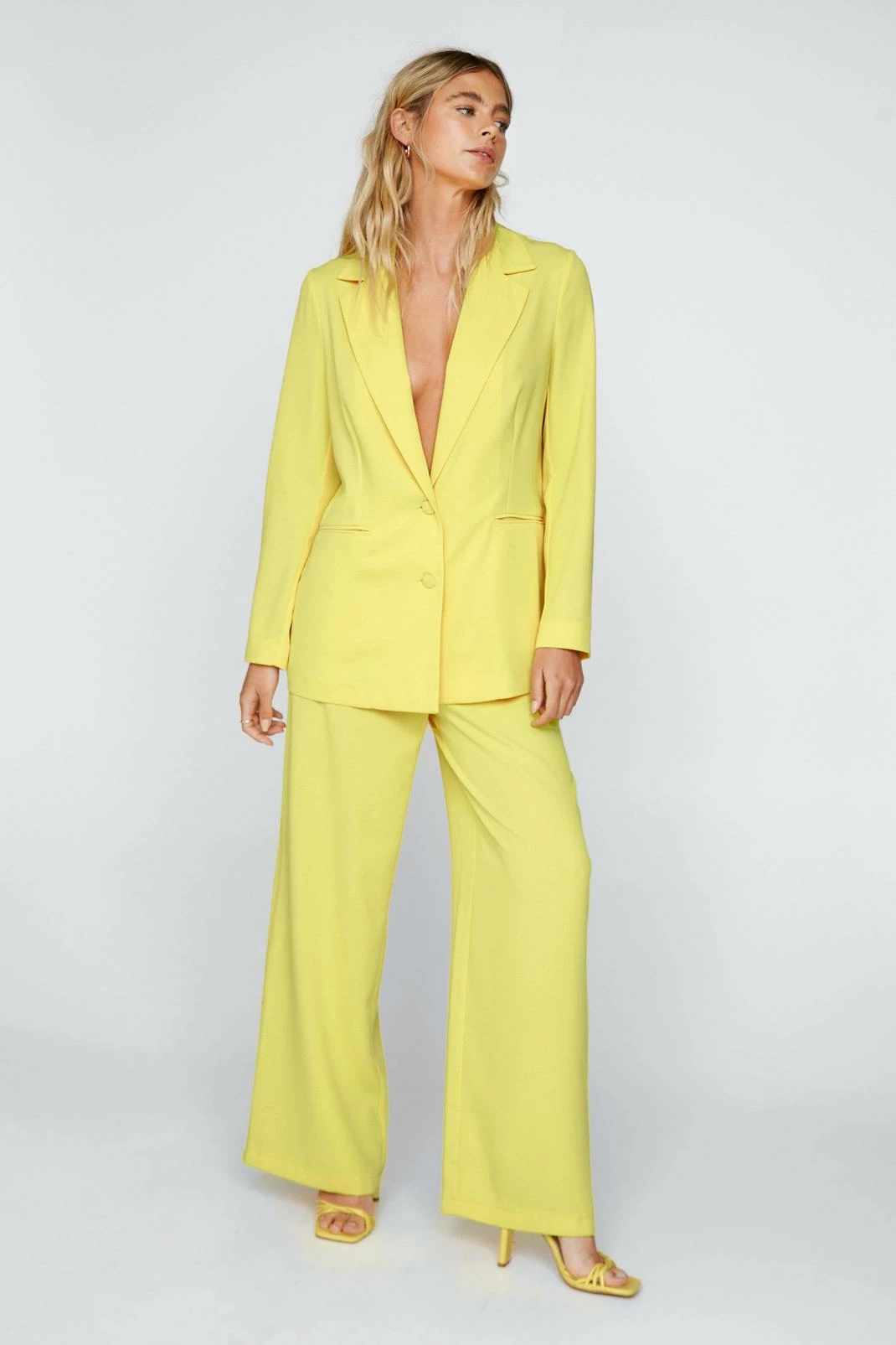 Two Piece Sets Satin Tailored Single Breasted Blazer - Image 7